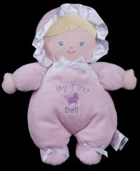 Carters Prestige My First Doll Pink Baby Girl Plush Lovey Rattle